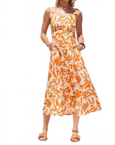 Illa Illa Autumn Floral Midi Dress In Orange