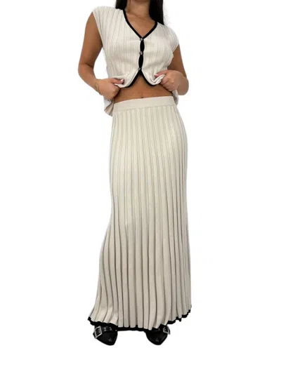 Illa Illa Contrast Trim Ribbed Knit Midi Skirt In Beige And Black In Multi