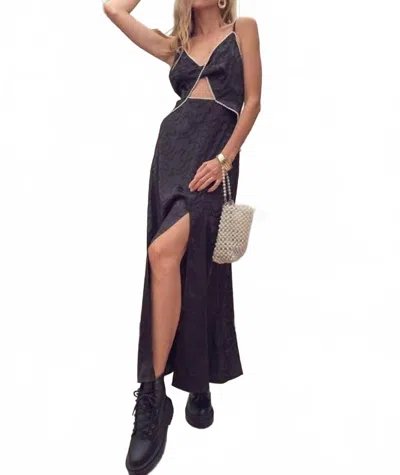 Illa Illa Jacquard Satin Maxi Dress In Black In Brown