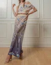 ILLA ILLA JASMINE FLORAL PRINT TOP AND PANTS SET IN PURPLE/TAUPE