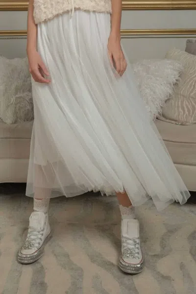 Illa Illa Lace Mesh Layered Midi Skirt In Ivory
