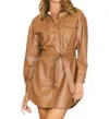 Illa Illa Leather Mini Dress In Camel In Brown