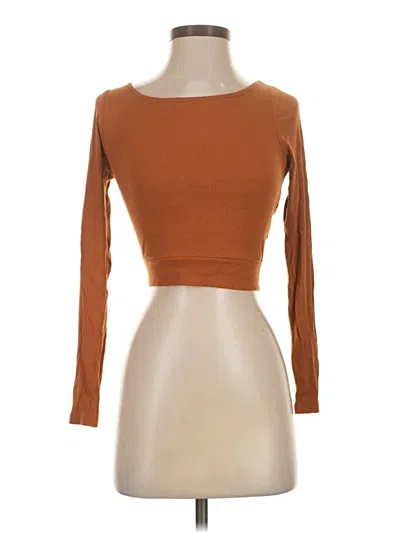 Pre-owned Illa Illa Long Sleeve Top Brown Boatneck Tops