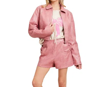 Illa Illa Marcy Faux Leather Jacket In Pink