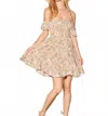 Illa Illa Off The Shoulder Printed Smocked Dress In Sage Mix In Multi