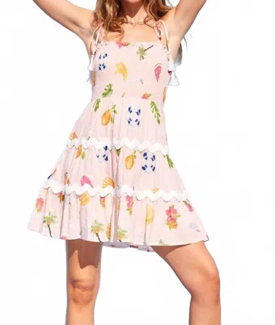 Illa Illa Pool Party Printed Lace Trim Dress In Pink