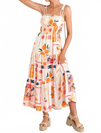 Illa Illa Printed Maxi Dress In Apricot In Multi