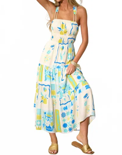 Illa Illa Printed Maxi Dress In Blue Lime In Multi