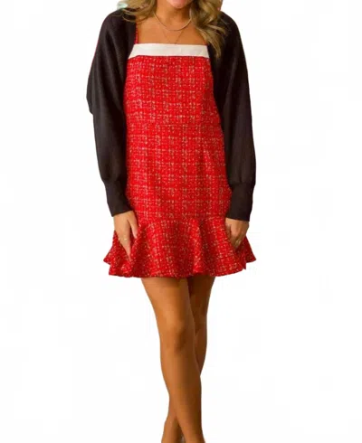 Illa Illa Ribbed Knit Bolero Mini Dress In Red