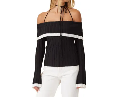 Illa Illa Ribbed Knit Off Shoulder Top In Black