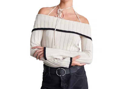 Illa Illa Ribbed Knit Off Shoulder Top In Taupe