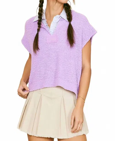 Illa Illa Short Sleeve Patch Sweater In Purple
