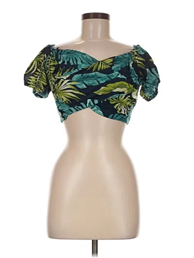 Pre-owned Illa Illa Short Sleeve Top Green Sweetheart Neckline Tops