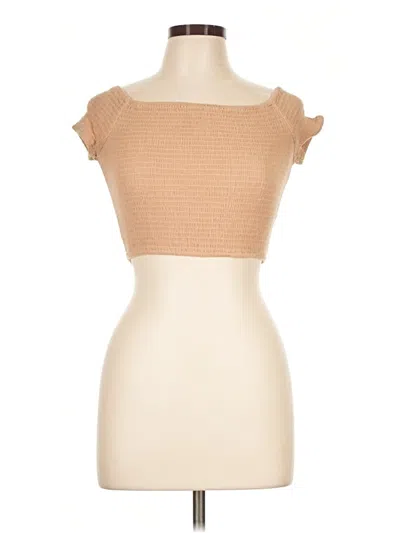 Pre-owned Illa Illa Short Sleeve Top Tan Strapless Neckline Tops