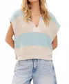 Illa Illa Short Sleeve Wide Striped Sweater In Mint/ecru In Neutral