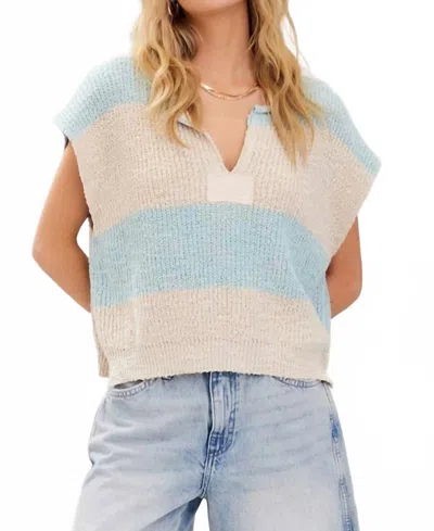 Illa Illa Short Sleeve Wide Striped Sweater In Mint/ecru In Neutral