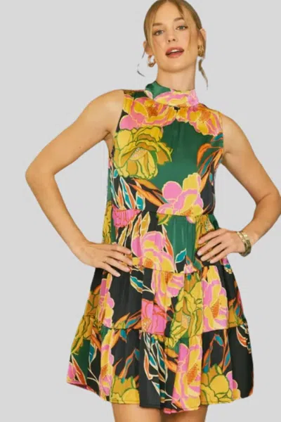 Illa Illa Silky Ruffle Dress In Flower Print In Multi