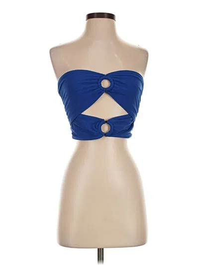 Pre-owned Illa Illa Sleeveless Top Blue Strapless Neckline Tops