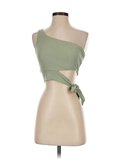 Pre-owned Illa Illa Sleeveless Top Green One Shoulder Neckline Tops
