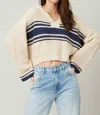 Illa Illa Slouchy Cropped Sweater In Navy Stripe In Multi