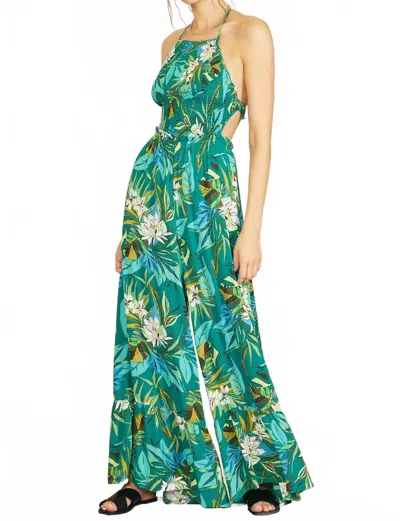 Illa Illa Strappy Back Floral Printed Wide Leg Tube Jumpsuit In Multi In Green