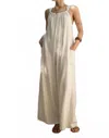 Illa Illa Striped Linen Wide Leg Jumpsuit In Natural In White