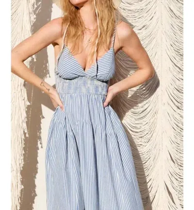 Illa Illa Striped Midi Dress In White/blue In Multi