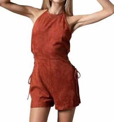 Illa Illa Suede Strappy Romper In Cinnamon In Brown