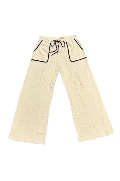 Illa Illa The Contrast Linen Pants In Off-white