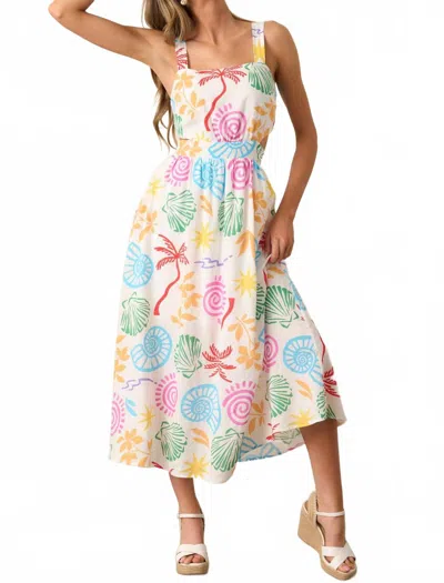 Illa Illa Tropics Cutout Midi Dress In Ivory Multi In White