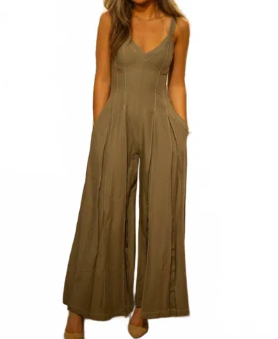 Illa Illa V-neck Romper In Khaki Erin In Brown