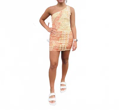 Illa Illa Women's Danielle Mesh Printed One Shoulder Dress In Orange