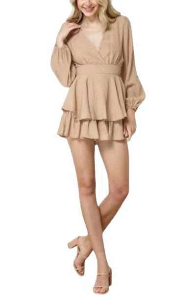 Illa Illa Wrinkle Woven Romper In Oatmeal In Multi