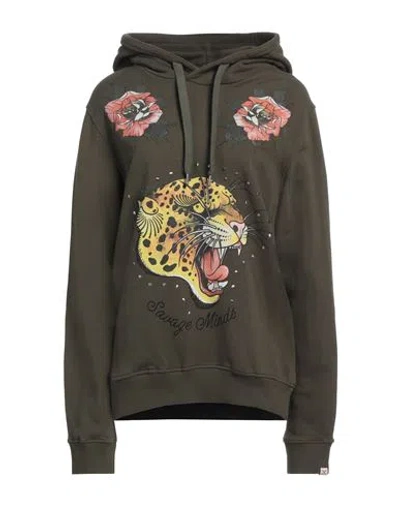 Illegal Club Paris Woman Sweatshirt Khaki Size L Cotton In Beige