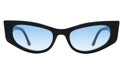 Illesteva Alexa Sunglasses In Black / Blue Flat Gradient See Through