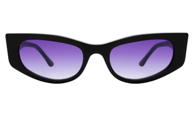 Illesteva Alexa Sunglasses In Black / Purple Flat Gradient
