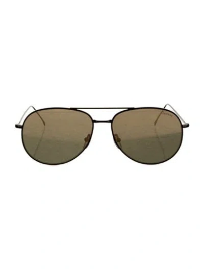 Pre-owned Illesteva Aviator Mirrored Sunglasses In Black