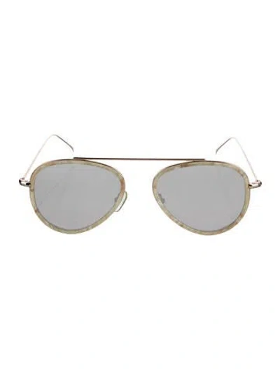 Pre-owned Illesteva Aviator Mirrored Sunglasses In Neutral