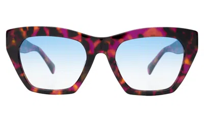 Illesteva Bali Sunglasses In Violet Havana / Blue Gradient See Through