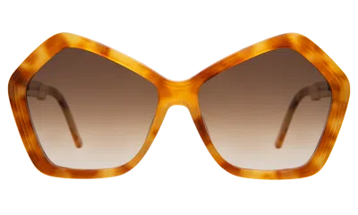 Illesteva Barbra 55 Sunglasses In Amber / Brown Flat Gradient
