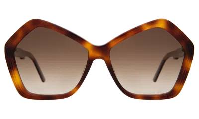 Illesteva Barbra 55 Sunglasses In Havana / Brown Flat Gradient