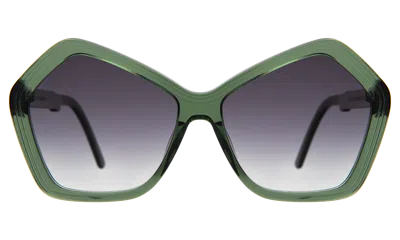 Illesteva Barbra 55 Sunglasses In Pine / Grey Flat Gradient