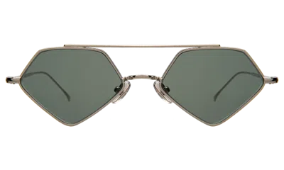 Illesteva Bayley Sunglasses In Silver / Olive Flat