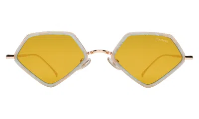 Illesteva Beak Ace 53 Sunglasses In Celeste/rose Gold / Honey Flat See Through