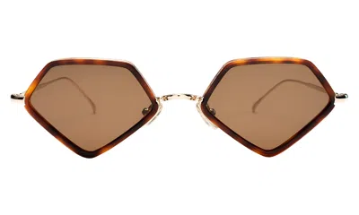 Illesteva Beak Ace 53 Sunglasses In Havana/gold / Brown Flat