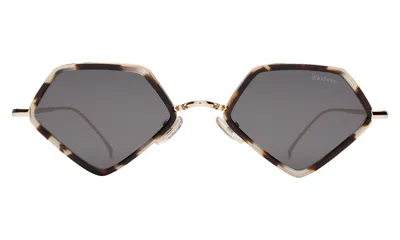 Illesteva Beak Ace 53 Sunglasses In White Tortoise/gold / Grey Flat