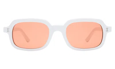 Illesteva Berlin Sunglasses In White / Guava See Through