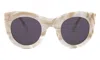 Illesteva Boca Sunglasses In Cream Marble / Grey Flat