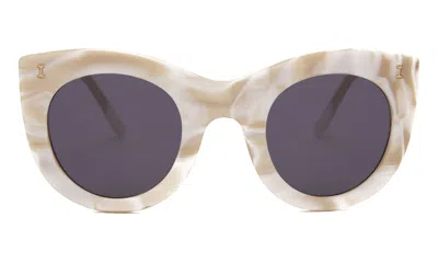 Illesteva Boca Sunglasses In Cream Marble / Grey Flat