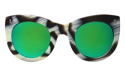 Illesteva Boca Sunglasses In Horn / Green Mirror